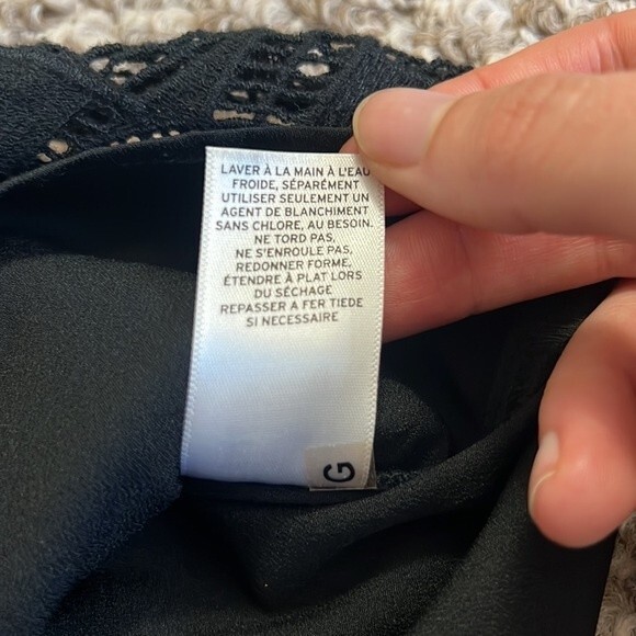 Trouve Mesh Embroidered Black T-Shirt Top Size: XS - Picture 11 of 11